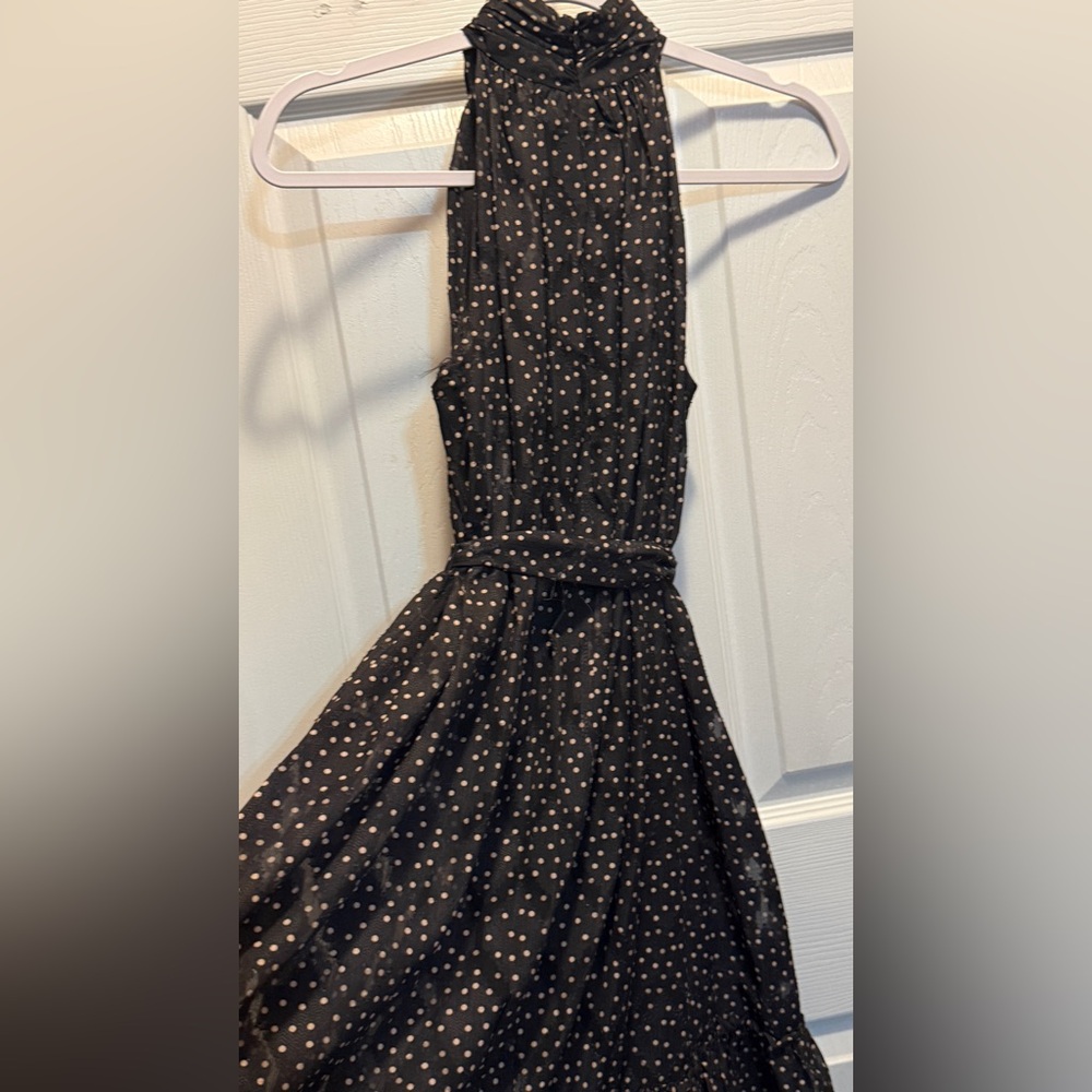 Taylor Black Dress with Pink Polka Dots